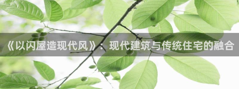 安信12娱乐开户：《以闪屋造现代风》：现代建筑与传统住宅的融合